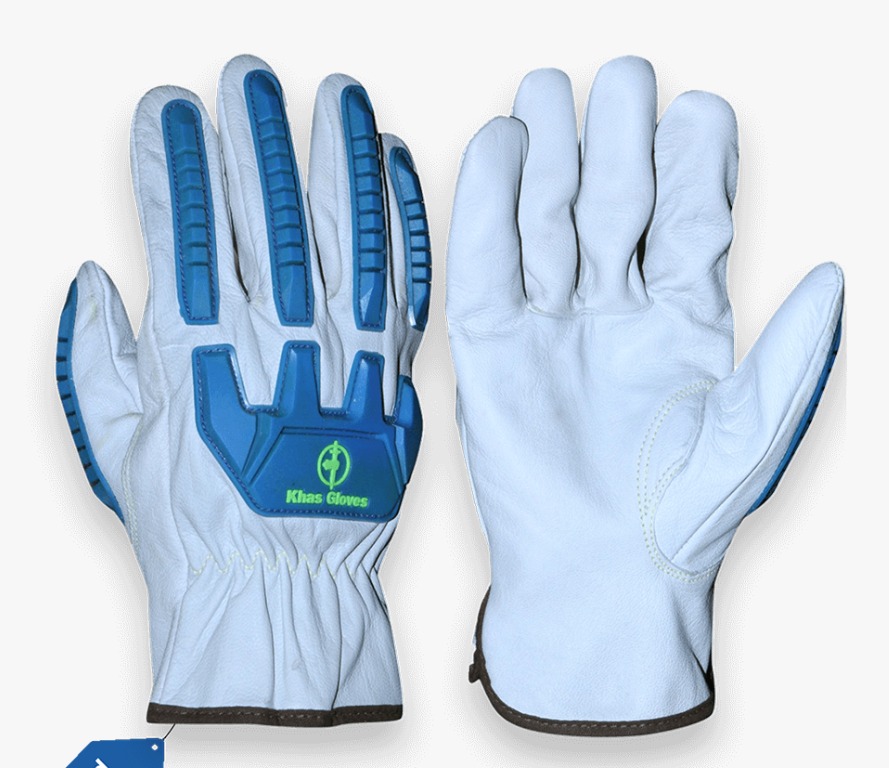 White blue guard glove