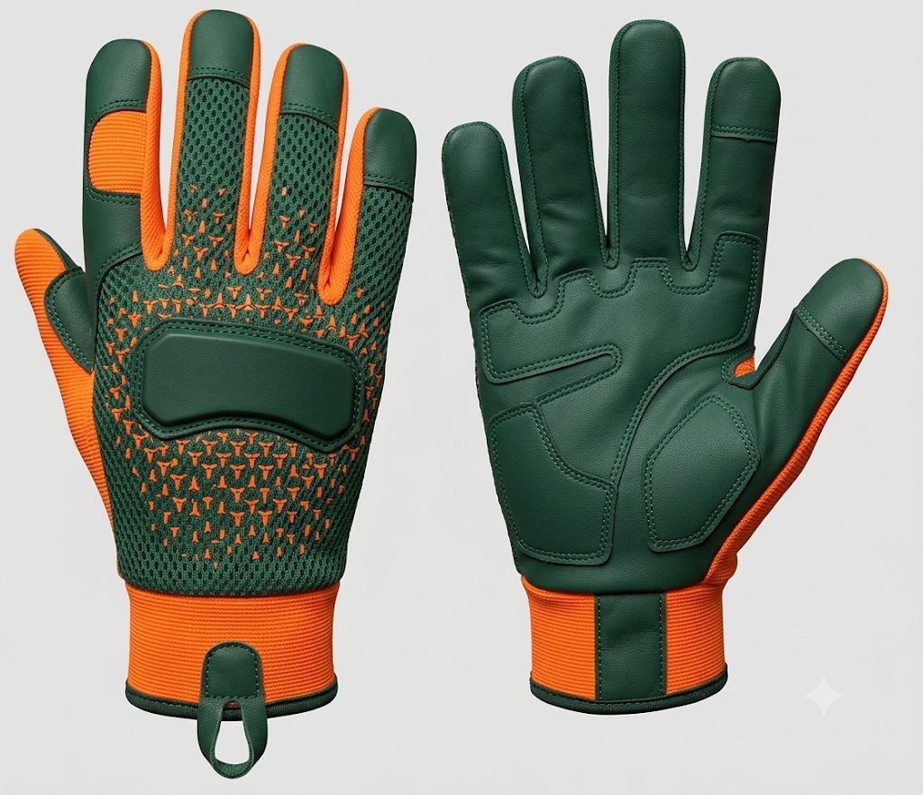 Green orange grip glove